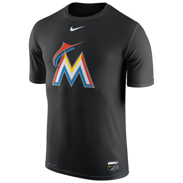 MLB Men Miami Marlins Nike Authentic Collection Legend Logo 1.5 Performance TShirt  Black->->Sports Accessory